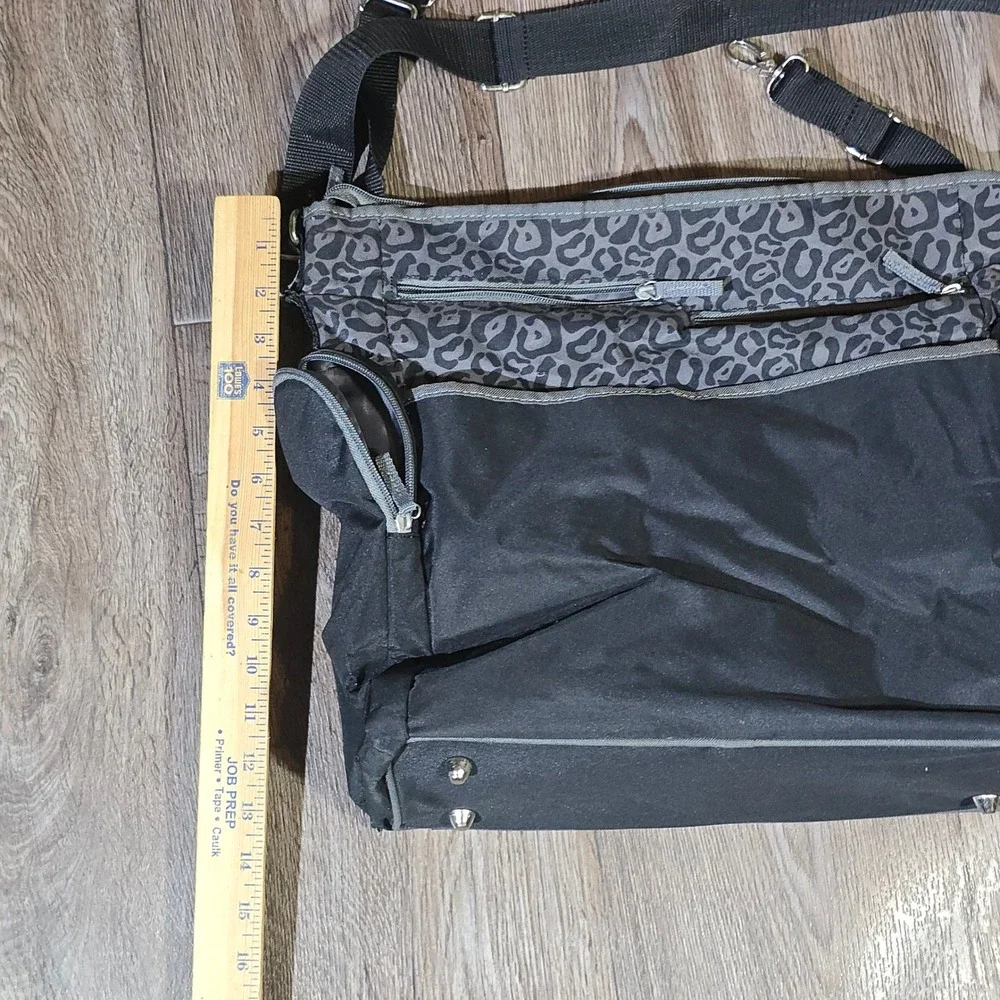 iPackbaby‎ Leopard Print Diaper Bag Messenger Crossbody Travel Tote Black Gray